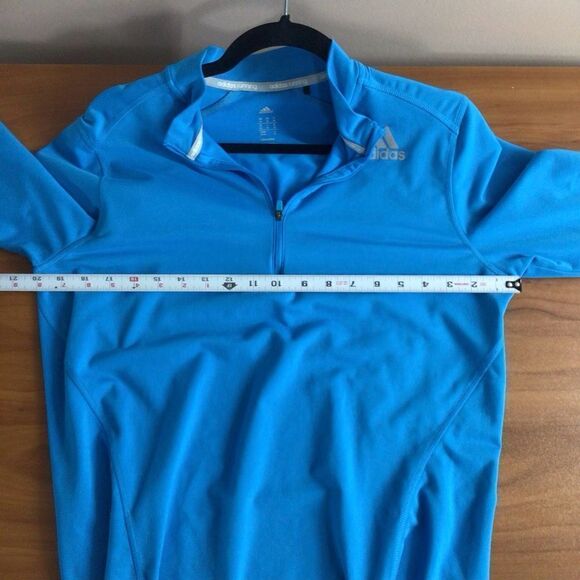 Women’s Blue Adidas Pullover Long Sleeve Quarter Zip Running Shirt Size Medium - Picture 8 of 9